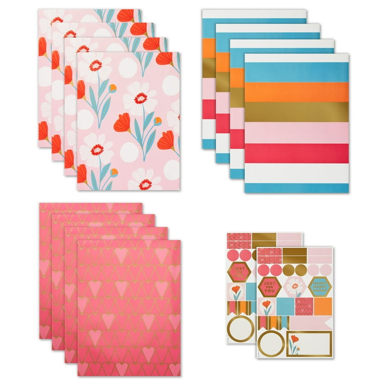 Hallmark Flat Wrapping Paper Sheets with Cutlines on Reverse (12