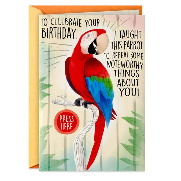 Hallmark Funny Birthday Card With Sound (Talking Parrot)