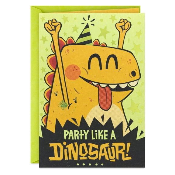 Hallmark Funny Birthday Card with Stickers (Party Like a Dinosaur)