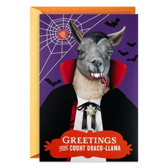 Hallmark Funny Halloween Greeting Card with Sound and Light (Count Dracu-llama)