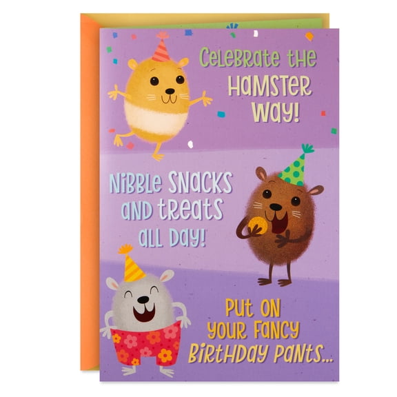 Hallmark Funny Musical Birthday Card for Kid (Hamster Party)