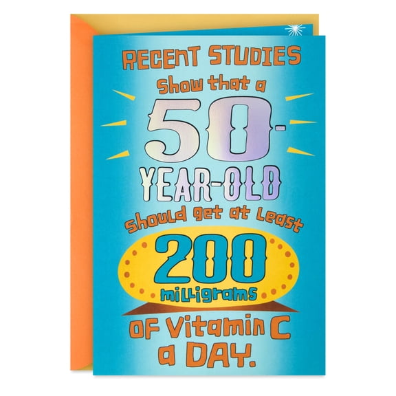 Hallmark Funny Pop-Up 50th Birthday Card (Better Get Your Vitamin C)