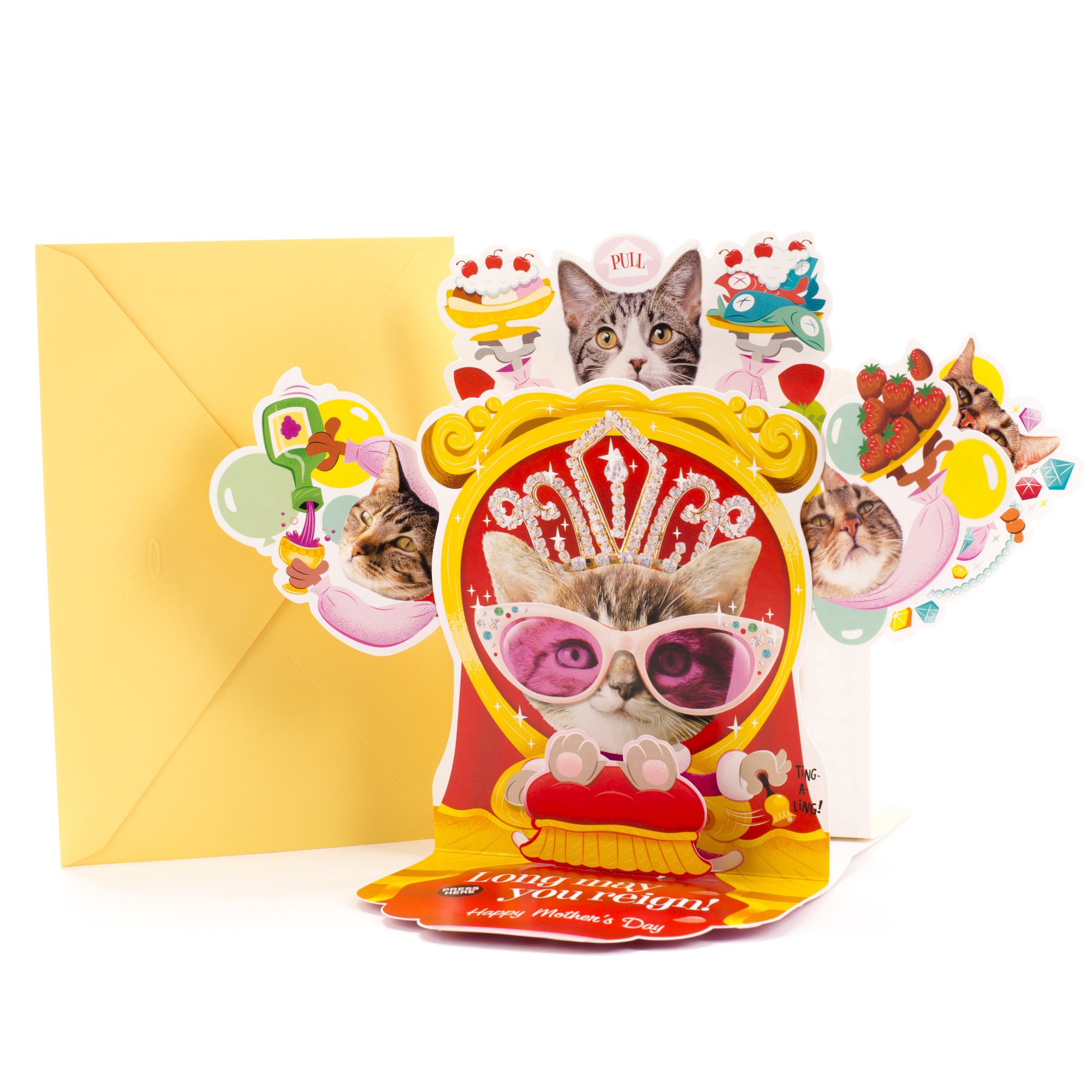 Hallmark Funny Pop Up Mother's Day Card with Song (Cat Queen, Plays Rule Britannia) - image 1 of 7