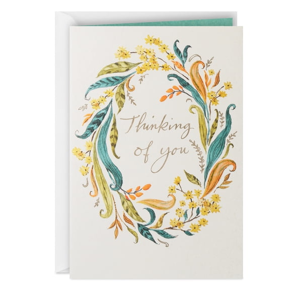 Hallmark Get Well Card (Floral Wreath Thinking of You)