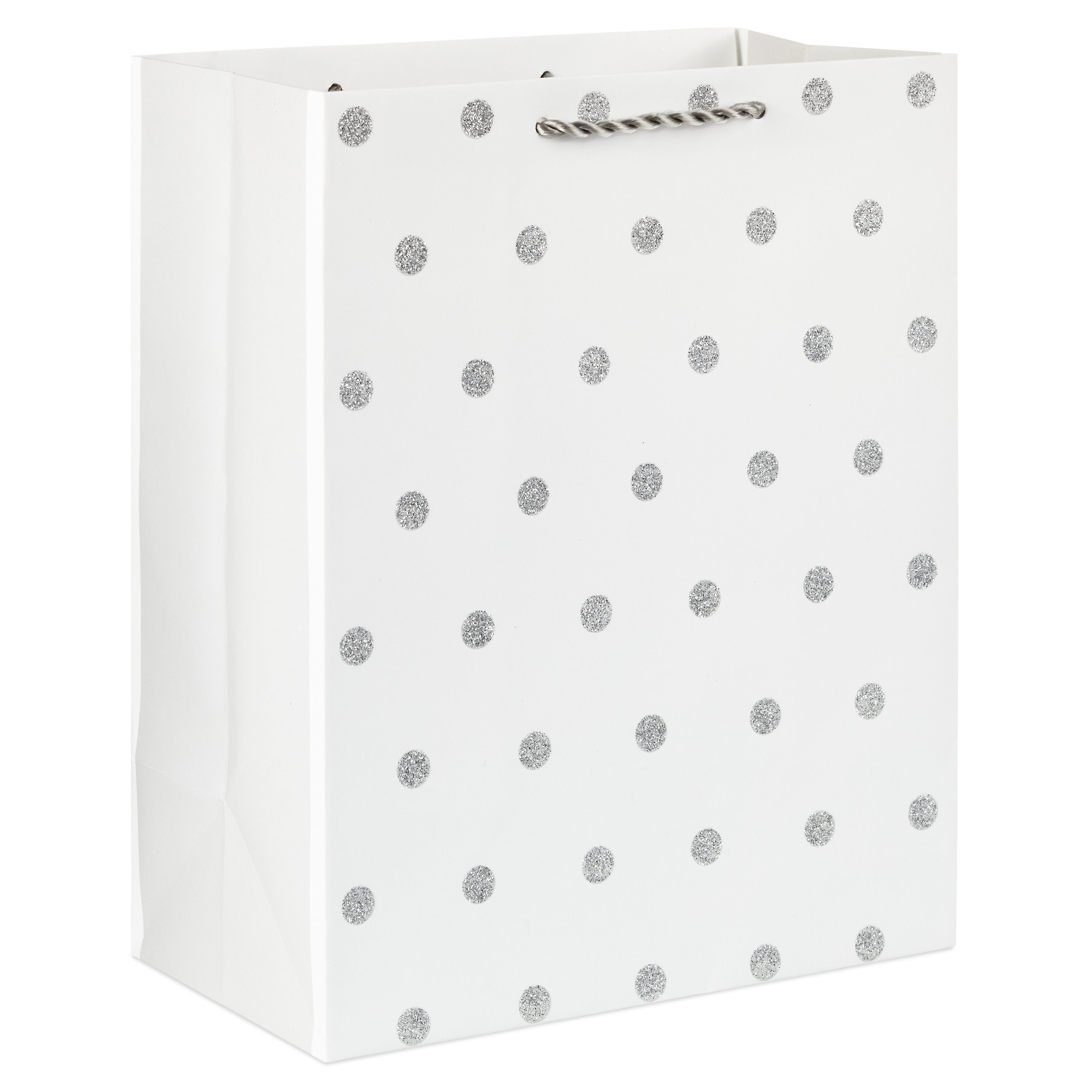 Hallmark Medium Gift Bag (White with Silver Glitter Dots)