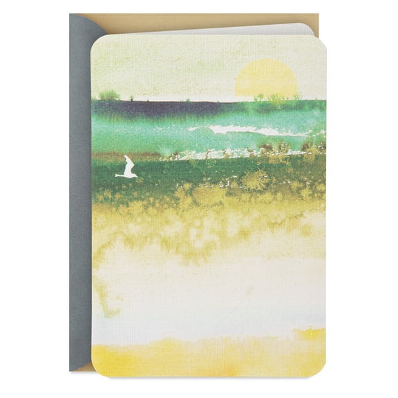 Hallmark Blank Sympathy Card (Bird Flying Along Coastal Landscape)