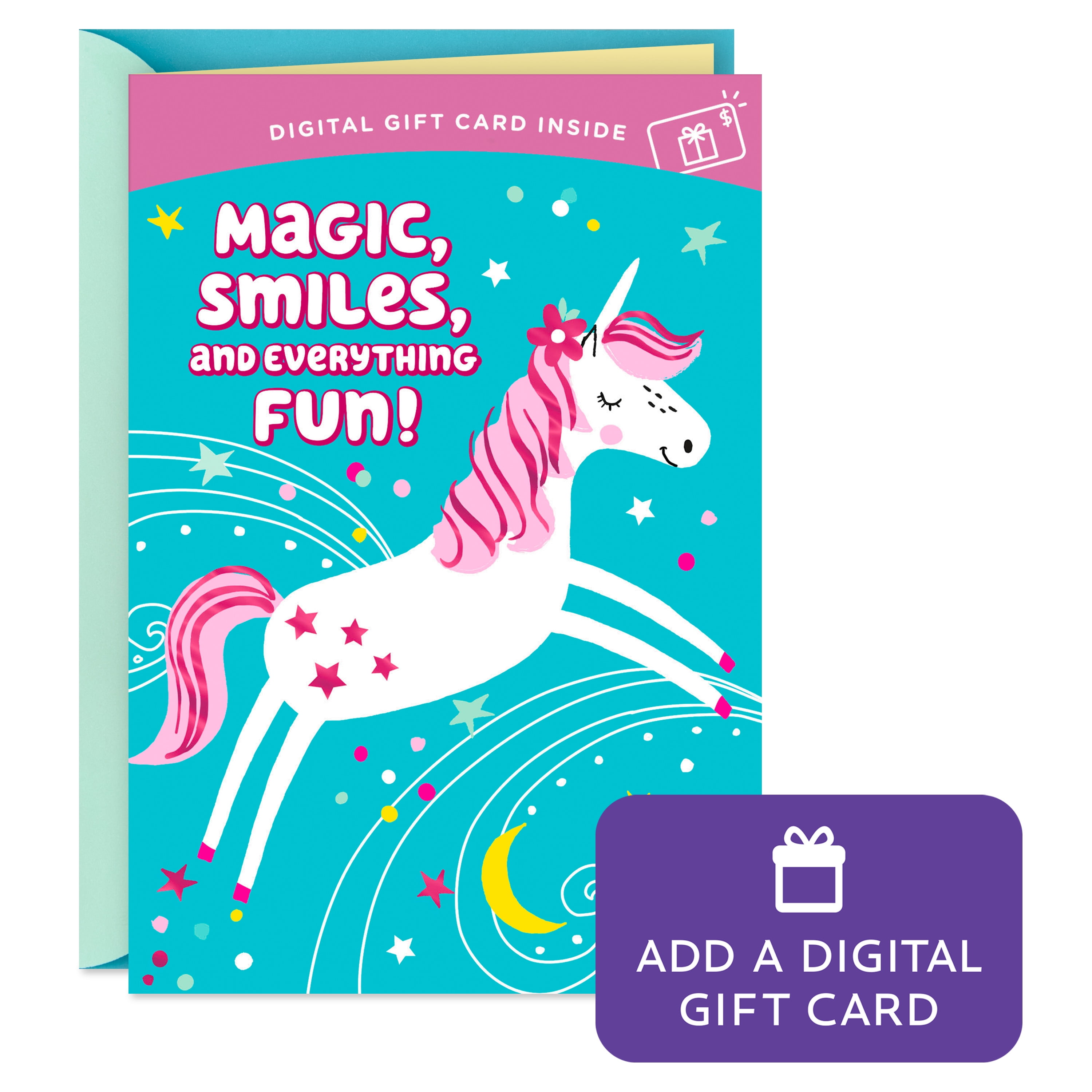 Hallmark Gift Card Greeting Birthday Card for Kids (Magic and Smiles Unicorn)