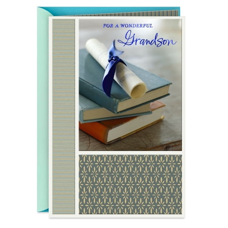 Hallmark Graduation Card for Grandson (Wonderful Grandson Books and Diploma)