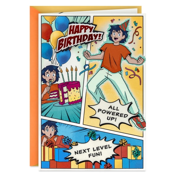 Hallmark Birthday Card for Kids, Boys, Girls, Teens (Ultra-Mega-Cool Anime Comic Book Graphics)