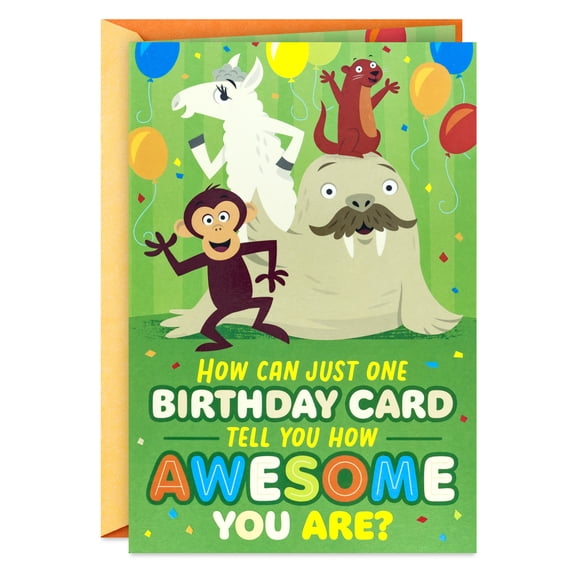 Hallmark Birthday Card for Kid With Mini Cards (Party Animals)