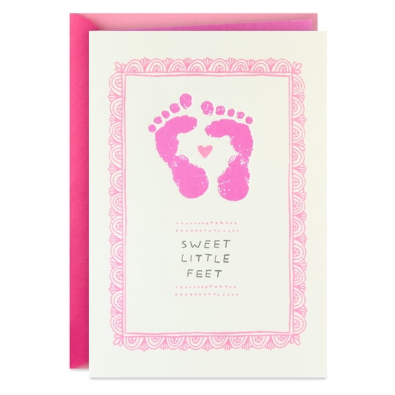Hallmark New Baby Card for Girl (Sweet Little Feet)