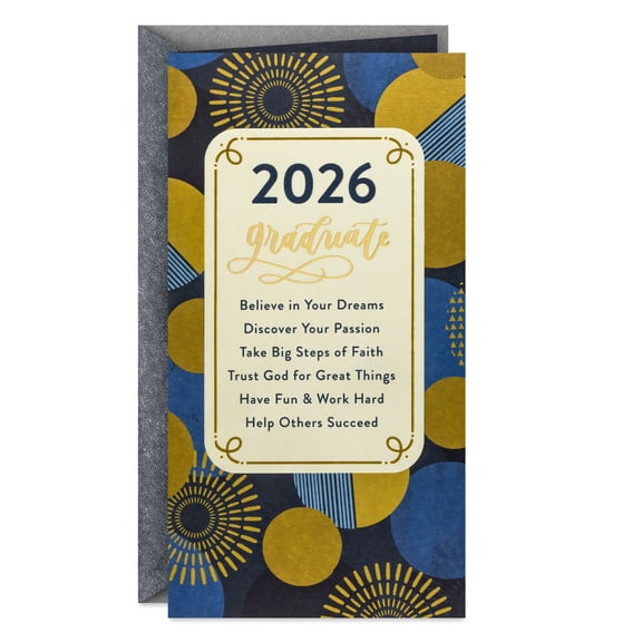 DaySpring Religious Money Holder 2026 Graduation Card (Believe in Your Dreams)