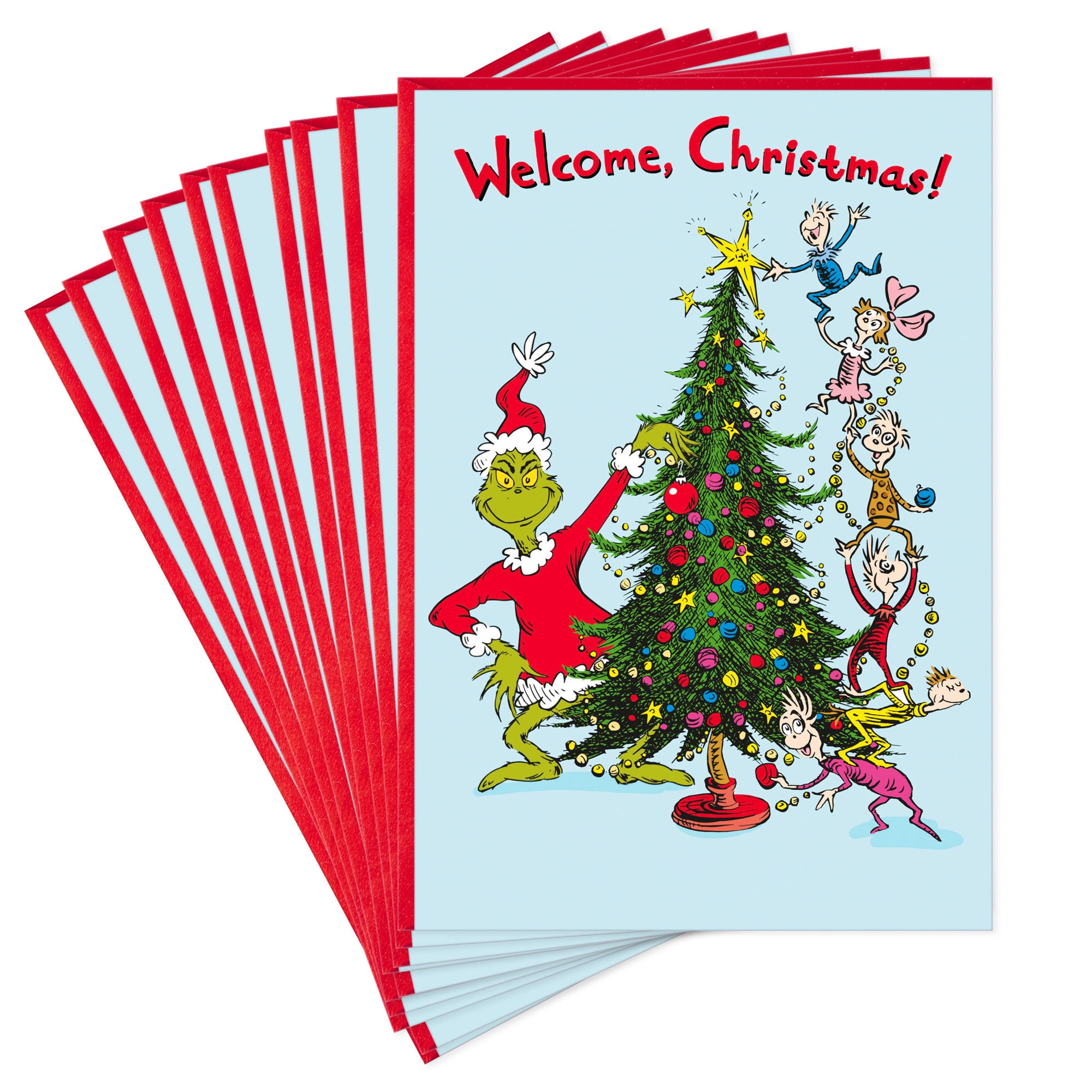 Hallmark Dr. Seuss's How the Grinch Stole Christmas! Christmas Cards (Who-Ville Tree and Tiny Whos), Pack of 10