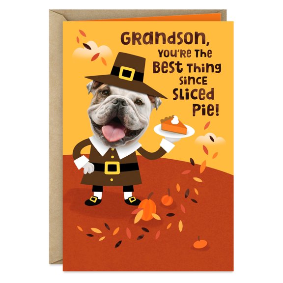 Hallmark Funny Thanksgiving Card for Grandson (Best Thing Since Sliced Pie)