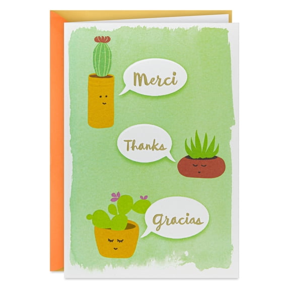 Hallmark Thank You Card (Merci, Thanks, Gracias)