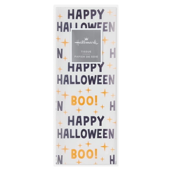 Hallmark Halloween Gift Wrap Tissue Paper (Orange and Black Boo) 6 Sheets