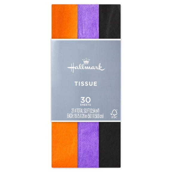Hallmark Halloween Tissue Paper (Purple, Orange and Black), 30 Count