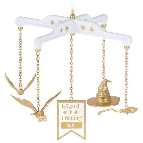 Hallmark Harry Potter Wizard in Training Baby Mobile Gold Decorative Accent Ornament, 4.5"