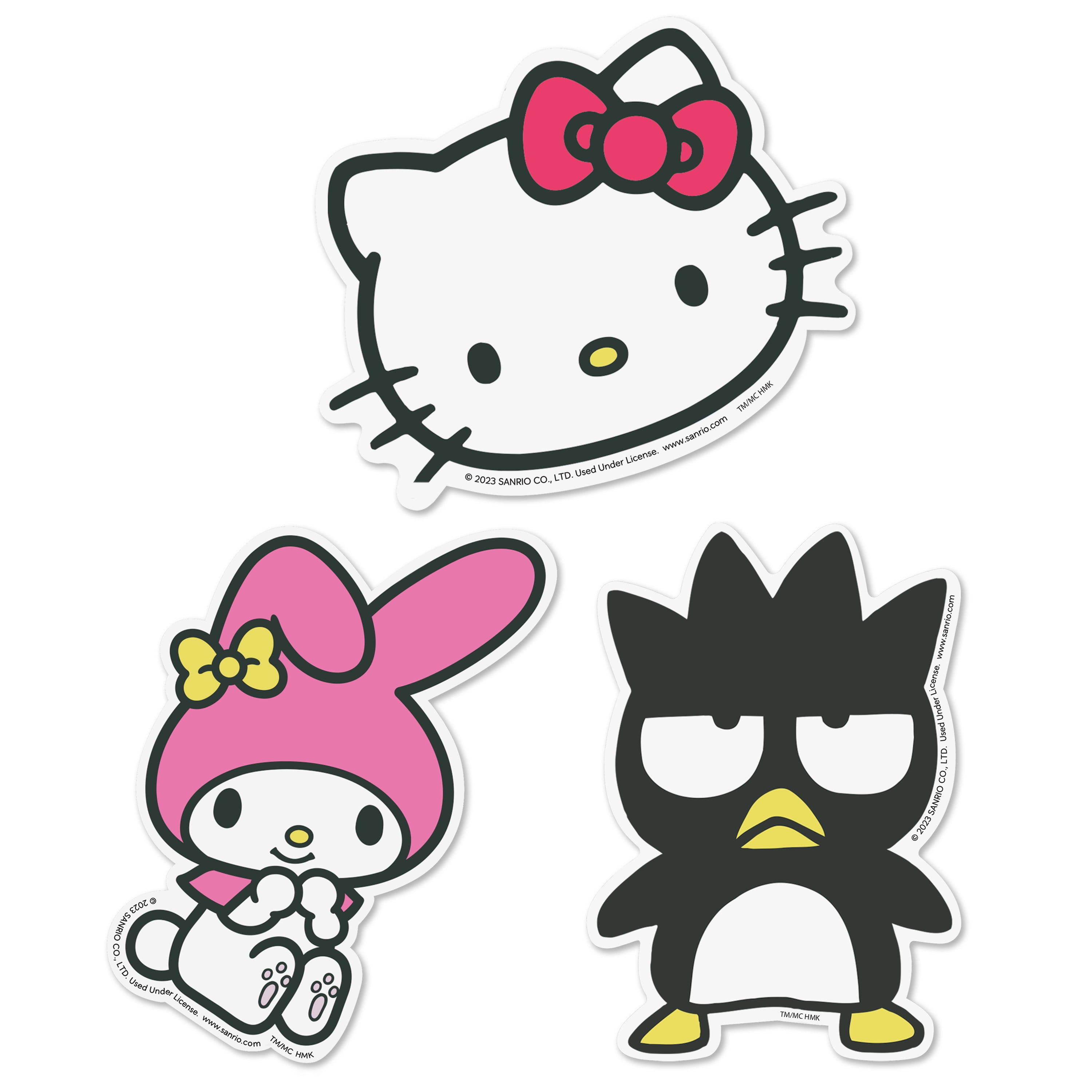 Hallmark Hello Kitty Pack of 3 Stickers for Water Bottles, Planners, Notebooks, Wall (Hello