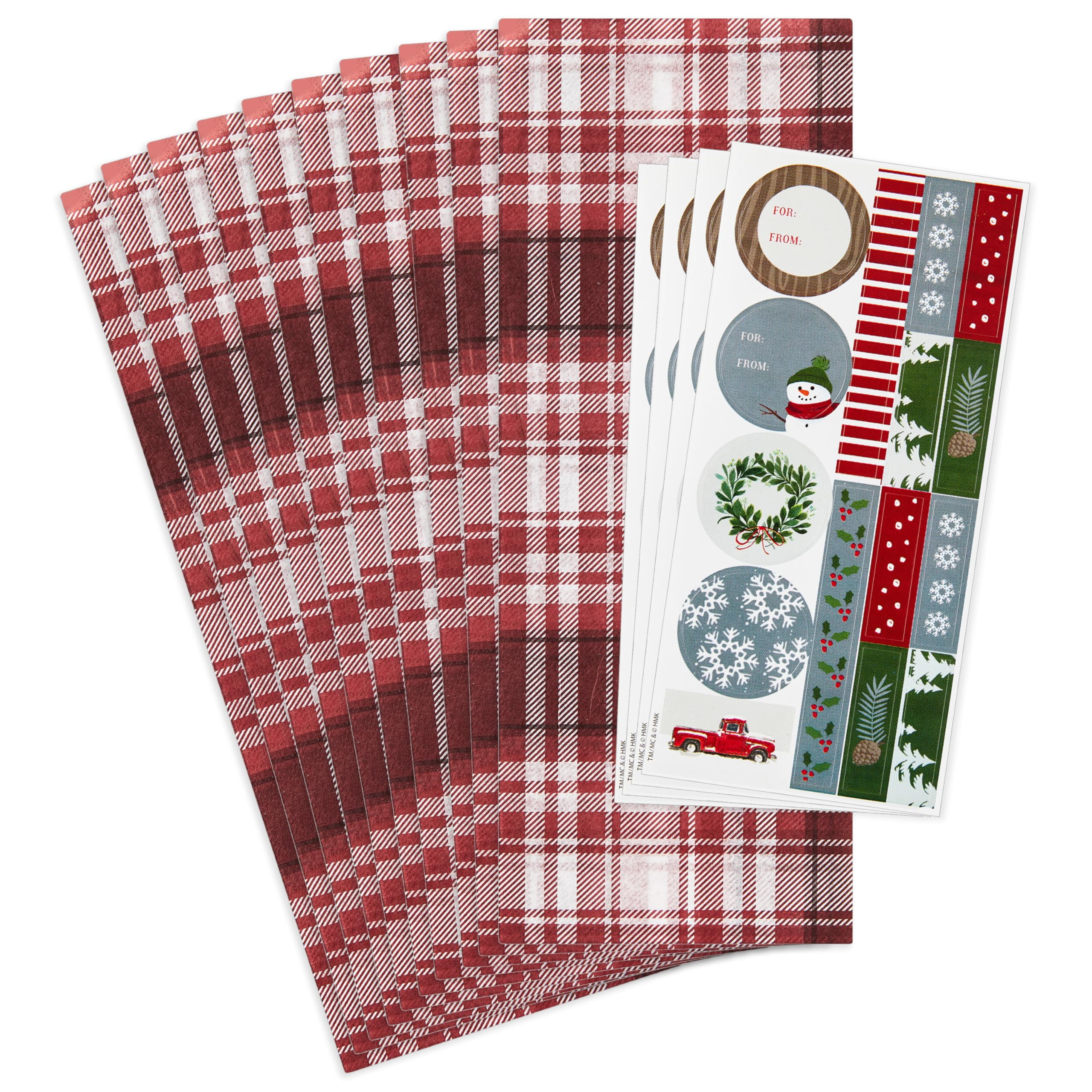 Hallmark Holiday Tissue Paper MMF7 with Stickers (10 Sheets of Tissue