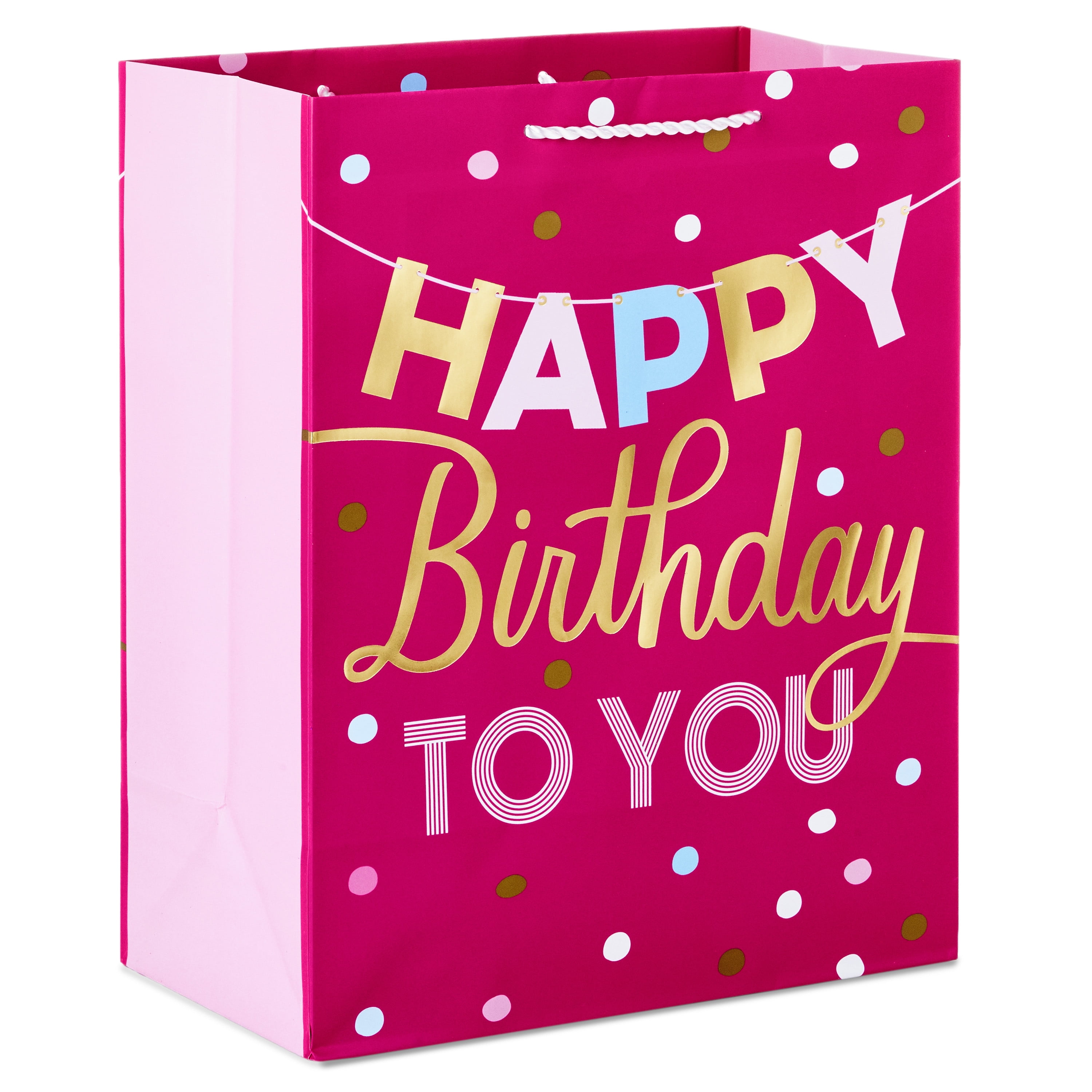 Hallmark Hot Pink Polka Dot Large Gift Bag, 10.47" x 13" x 5.75"