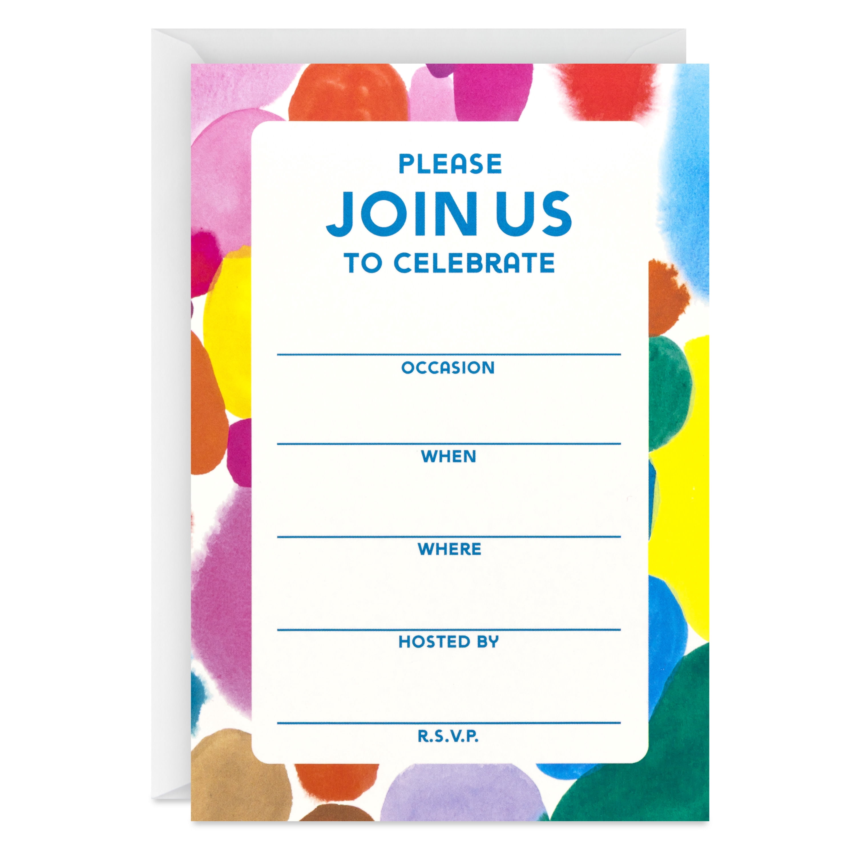 Hallmark Fill-in-the-Blank Party Invitations (Watercolor Circles), 10 Count