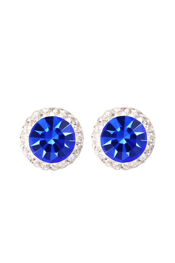 Women's Sterling Silver Crystal Birthstone Stud Earrings