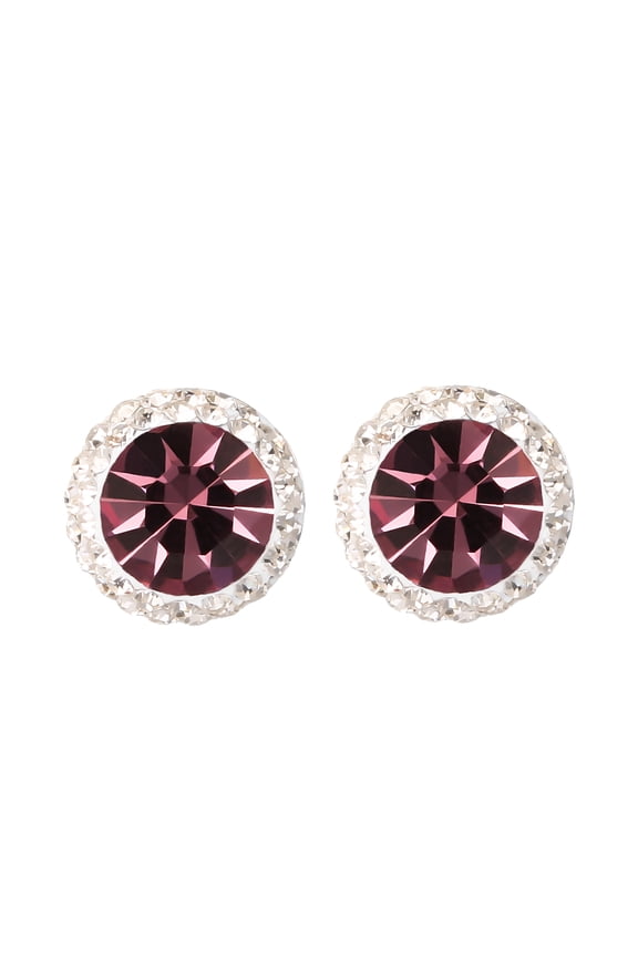 Women's Sterling Silver Crystal Birthstone Stud Earrings