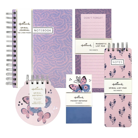 Hallmark Journal and Stationery Set (Journal, List Pads, Pocket Notepads) Butterfly Collection