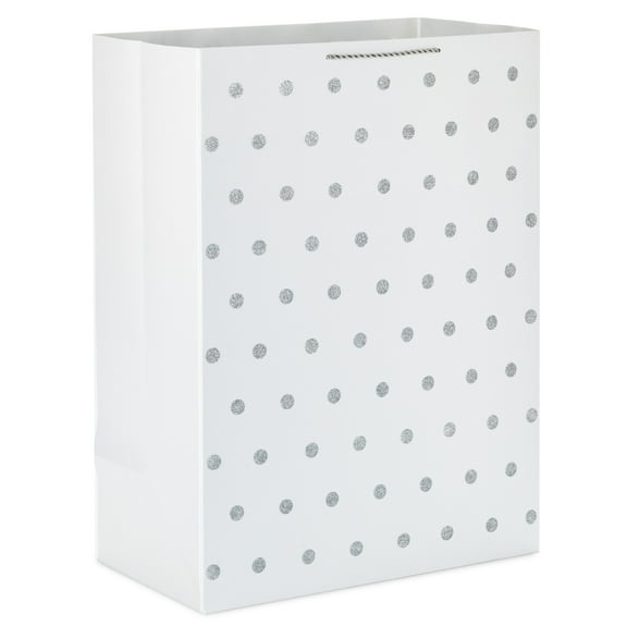 Hallmark Jumbo Gift Bag (White with Silver Glitter Dots)