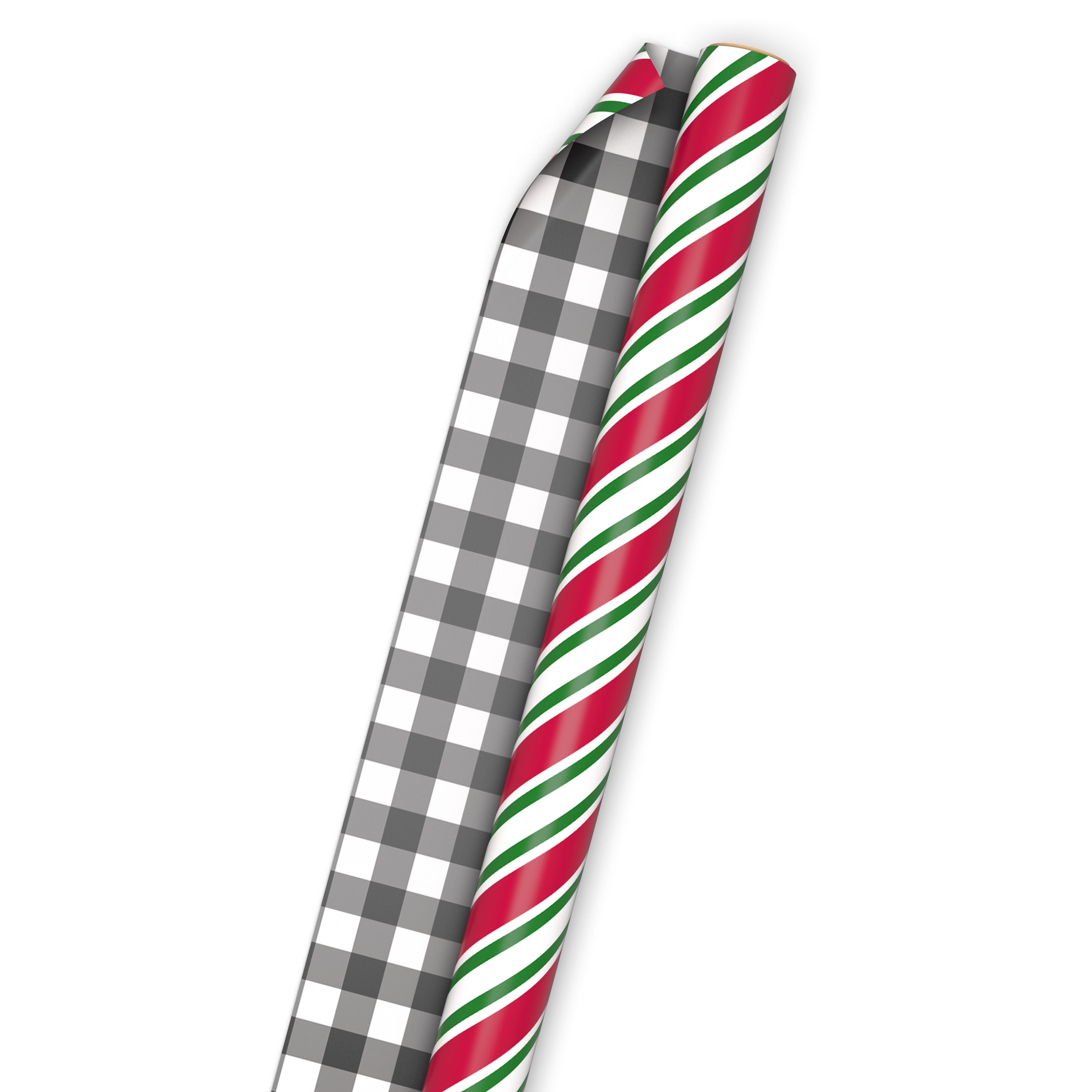 Hallmark Jumbo Holiday Reversible Wrapping Paper Roll(Peppermint ...