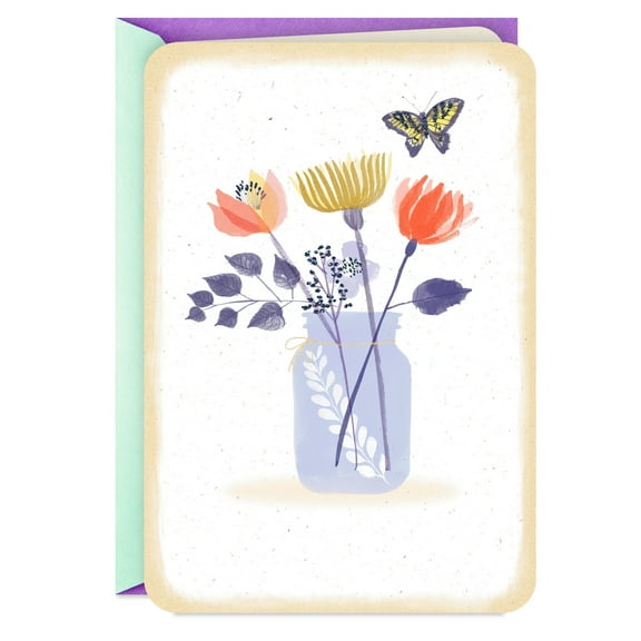 Hallmark Just Because Blank Card (Butterfly and Flower Jar)