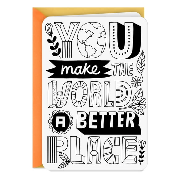 Hallmark Just Because Crayola Coloring Thank You Card (You Make The World Better)