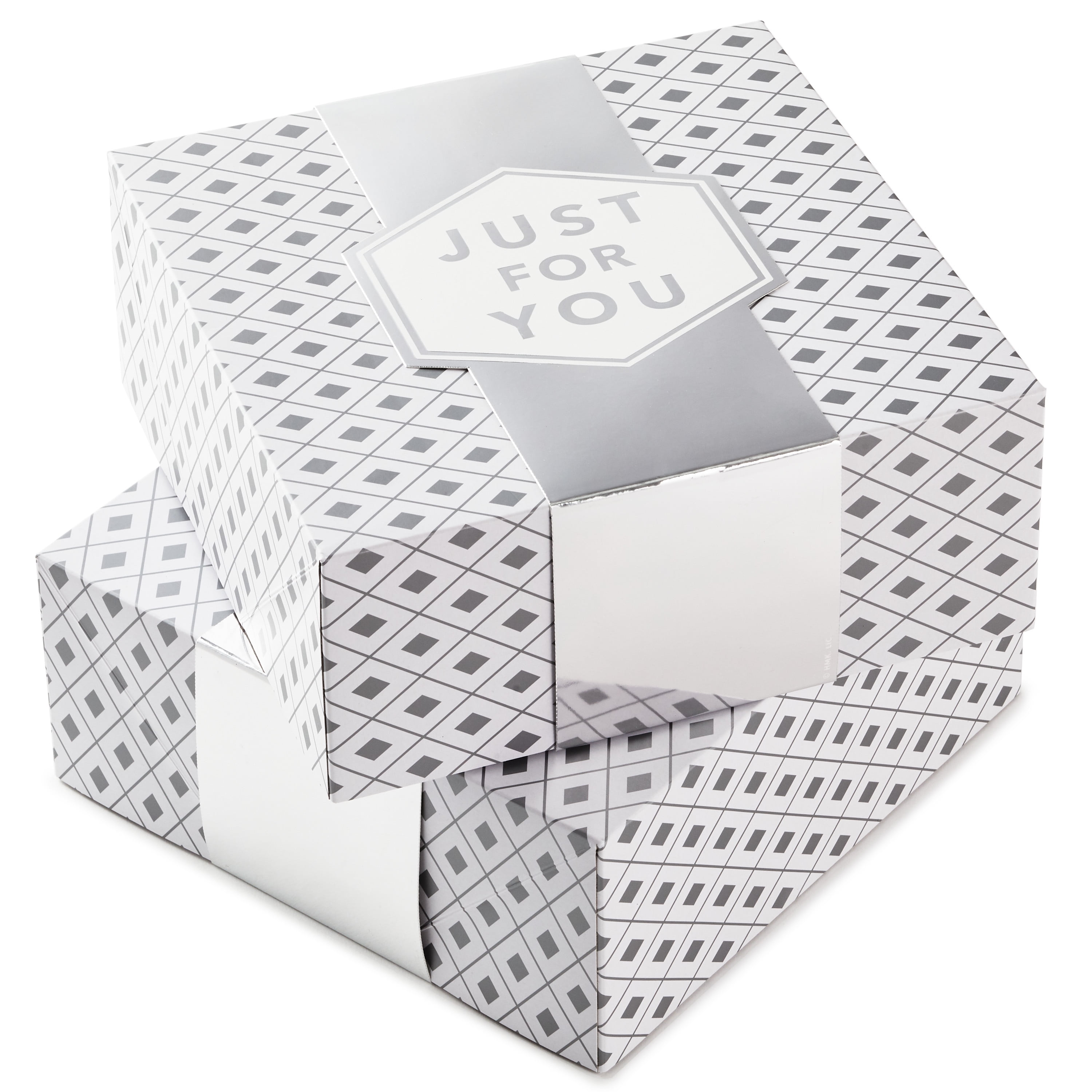 Hallmark Just For You Christmas Multi-color Paper Gift Boxes, with Wrap Bands (2 Count) 10" x 10"
