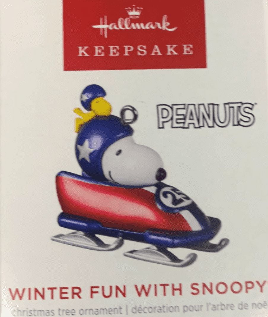 Hallmark Keepsake 1.16" Miniature Christmas Ornament 2022, Peanuts Winter Fun with Snoopy, Mini