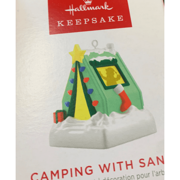 Hallmark Keepsake 1.3" Miniature Christmas Ornament 2022, Camping with Santa with Light, Mini
