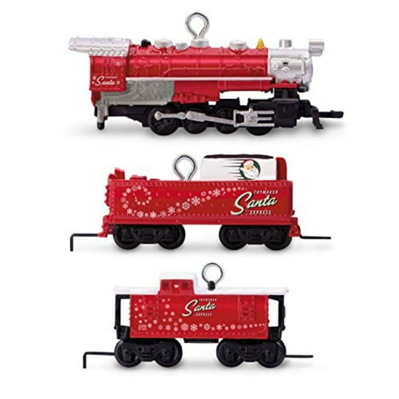 Hallmark Keepsake 2017 LIONEL Toymaker Santa Express Mini Train Christmas Ornaments, Set of 3