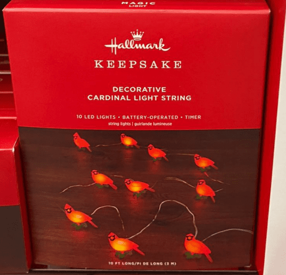 Battery-Powered Multi-colored LED Cardinal Christmas String Lights