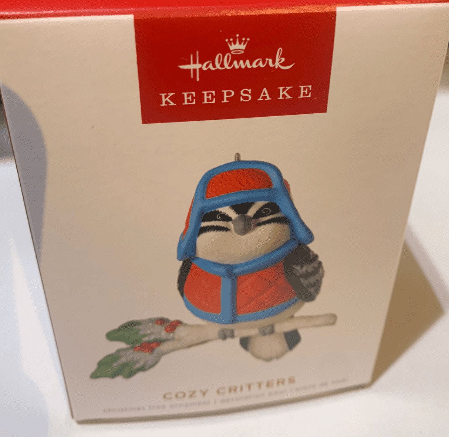 Cozy Critters Woodpecker Christmas Ornament with Red Vest