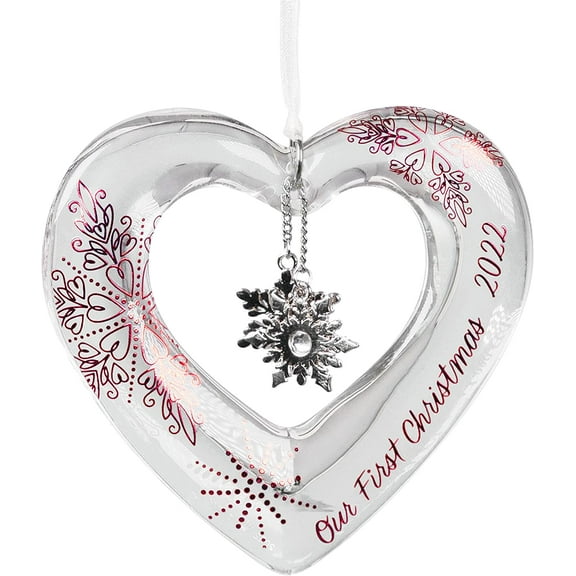 Hallmark Keepsake Christmas Ornament 2022 Year-Dated, Our First Christmas Glass Heart