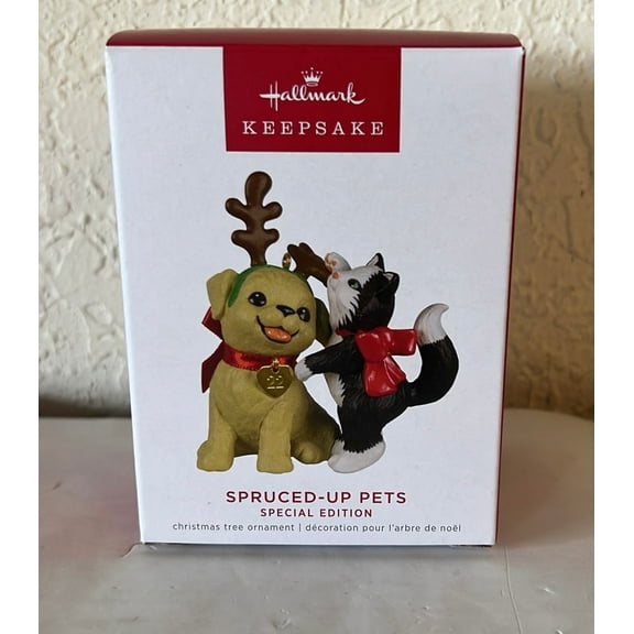 Hallmark Keepsake Christmas Ornament 2022, Spruced-Up Pets Special Edition Limited Quantity