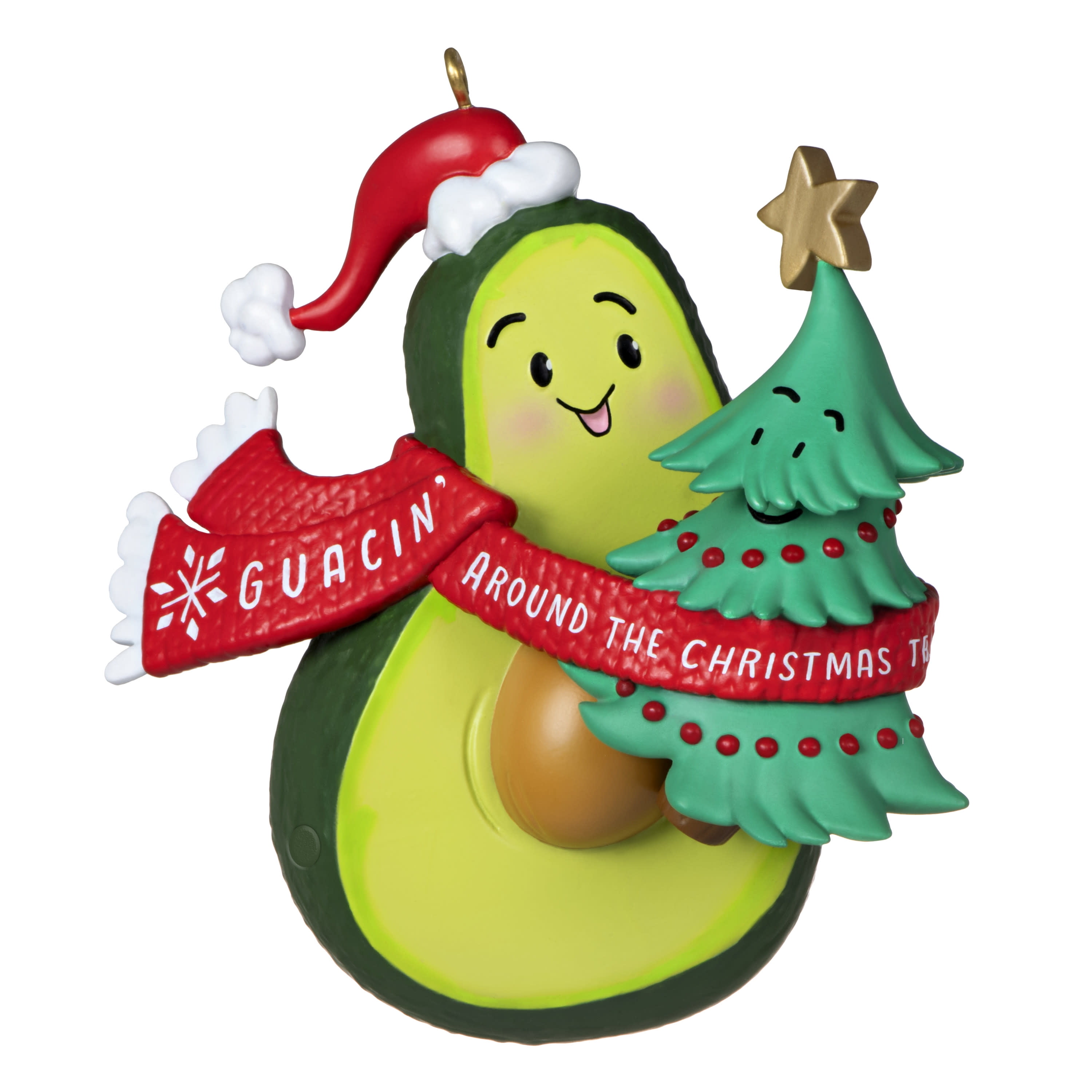 Festive Avocado and Christmas Tree Ornament with Sound
