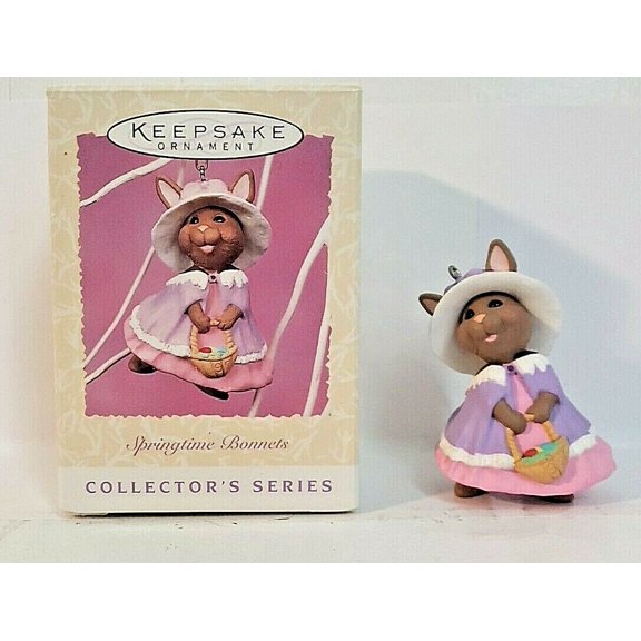 Hallmark Keepsake Easter Ornament Springtime Bonnets Bunny Basket Eggs #5 1997