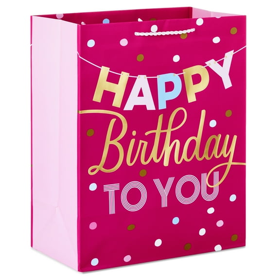 Hallmark Large Birthday Gift Bag (Pink and Gold Banner)