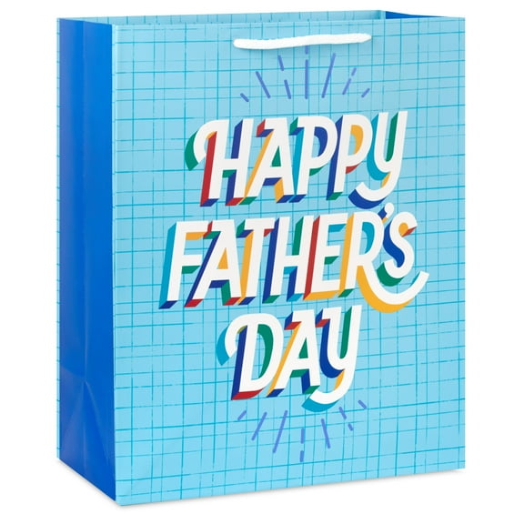 Hallmark Large Gift Bag (Happy Father's Day on Blue Grid)