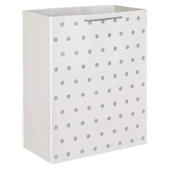 Hallmark Large Gift Bag (White with Silver Glitter Dots)