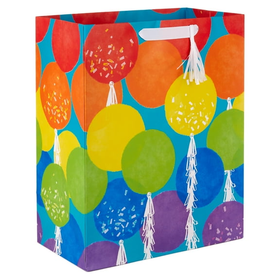 Hallmark Large Gift Bag With Tassel (Rainbow Balloons), 1 count