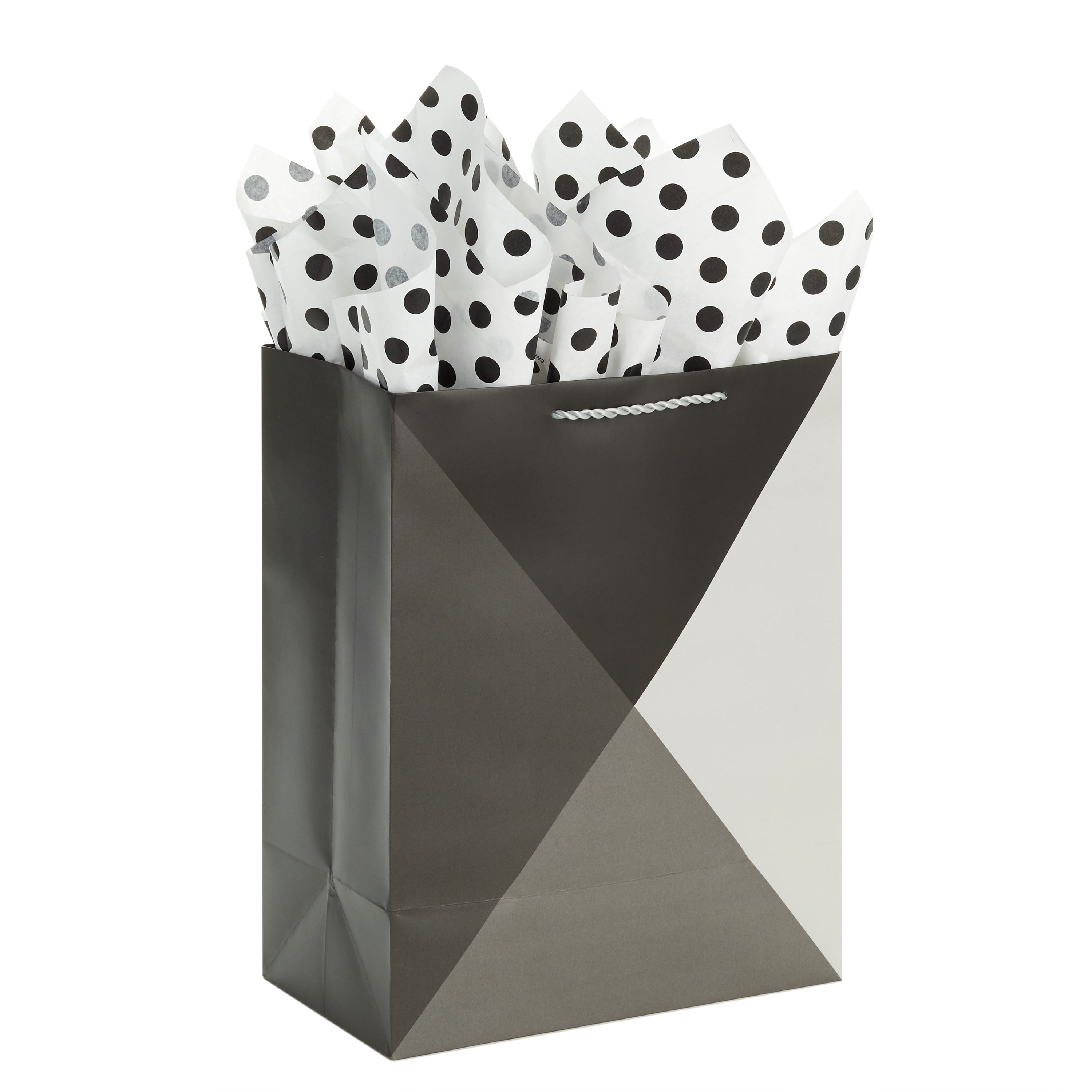 Hallmark Gift Bag With Tissue Paper, Polka Dots on Black Large