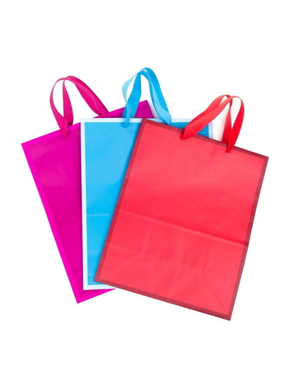 Hallmark Large Gift Bags for Birthdays, Baby Showers, Holidays, and More (3 Pack, Solid Colors)