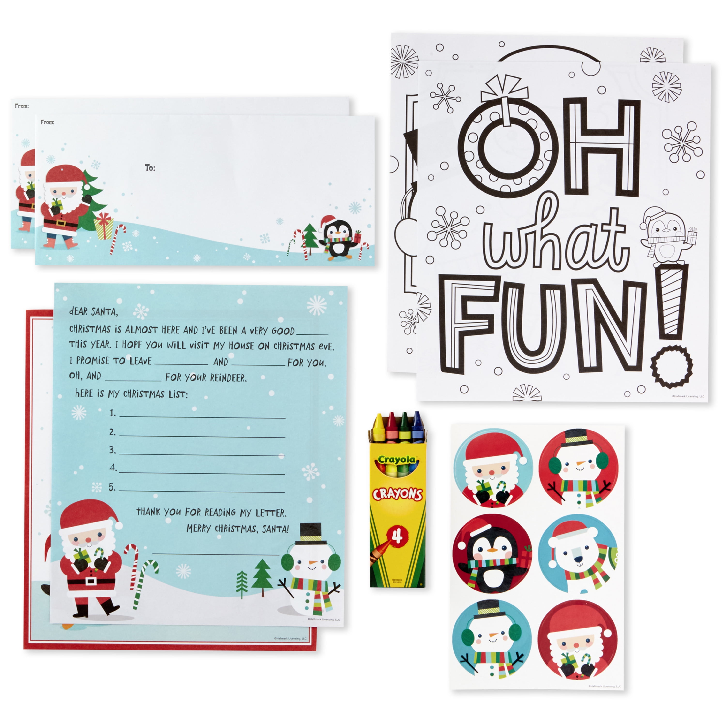 Hallmark Letters to Santa Kit with Stickers, Coloring Pages, Envelopes